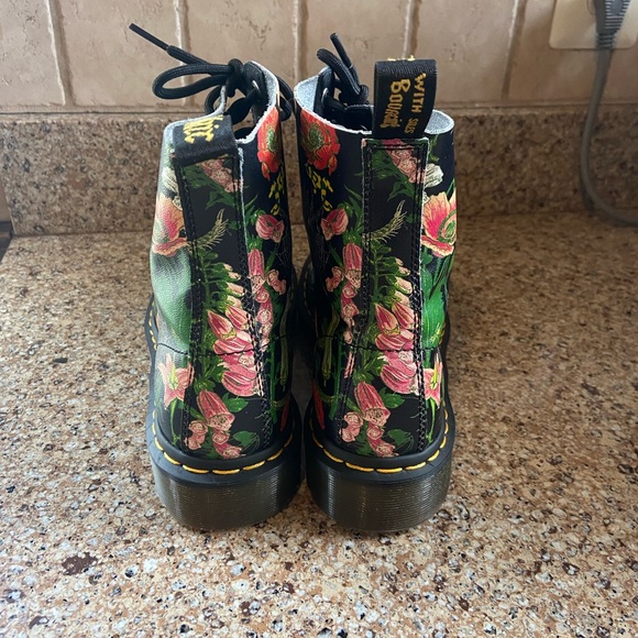 Dr. Martens Black Floral Combat Boots - Picture 3 of 8